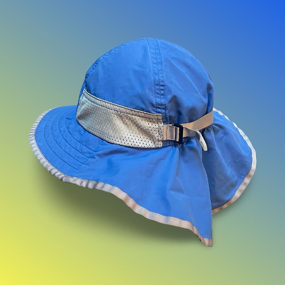 Sunday Afternoons Kids Play Hat Medium 2-5 Yrs Blue Sun Protection Neck Flap